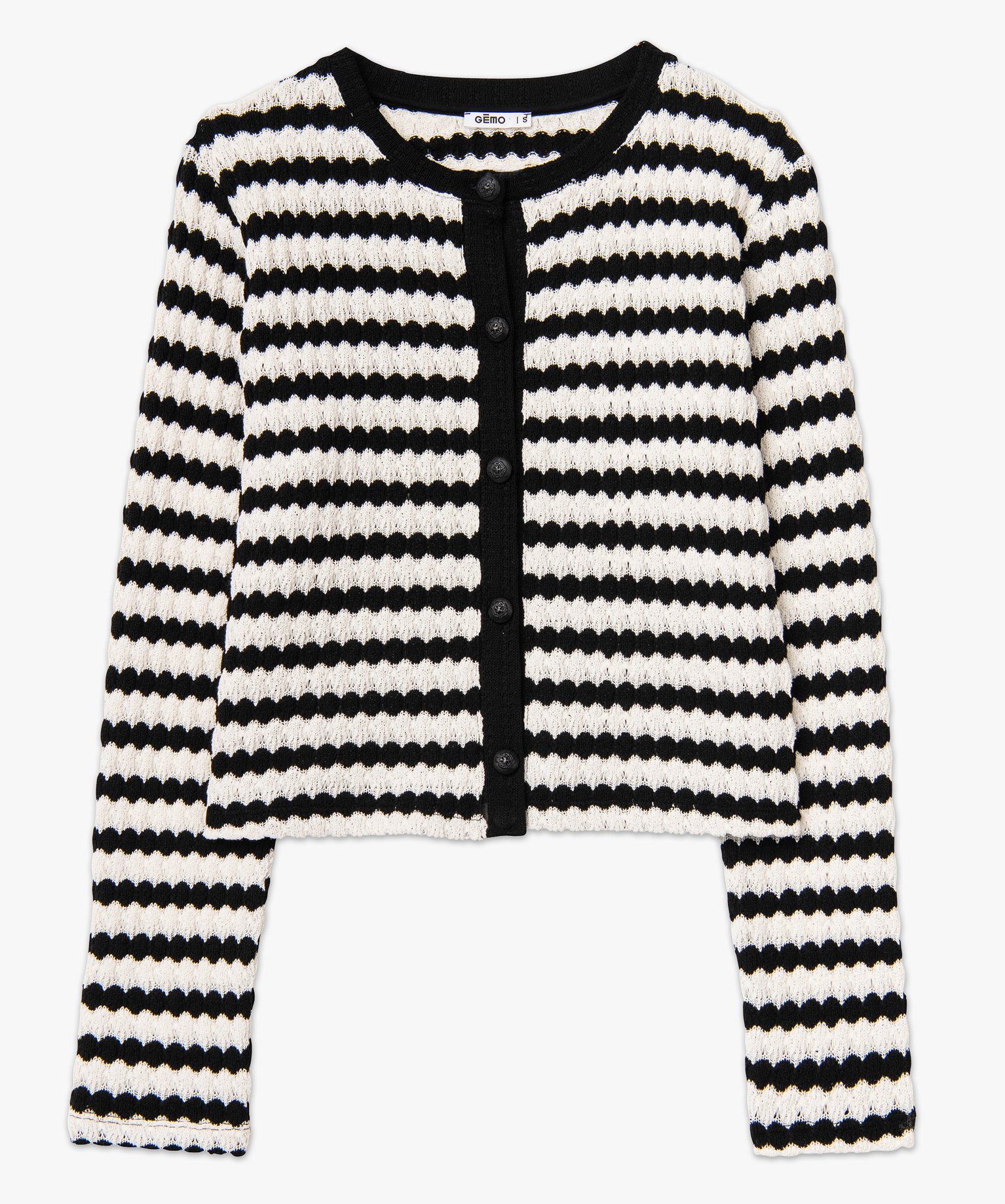 Gilet rayé en fine maille ajourée femme raye | GEMO