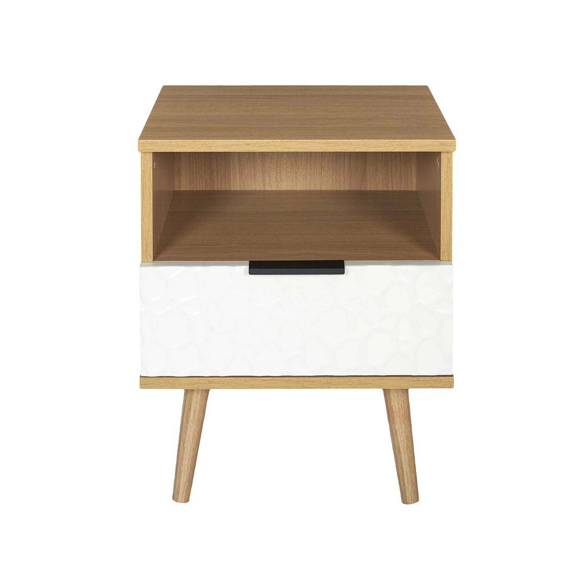 Table de chevet bois et blanc