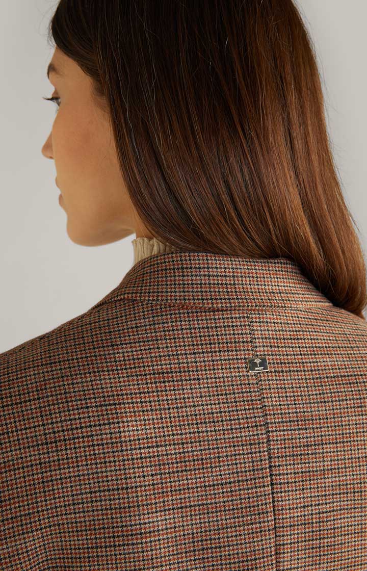 Blazer in Orange/Schwarz/Ecru gemustert