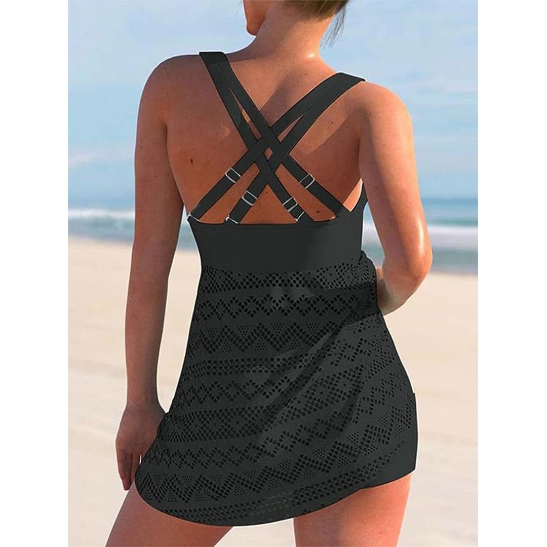 YANN Tankini Damen Bademode Rückenfrei Blau Schlankheitskur Farbe Wispy Bikini (1-St)