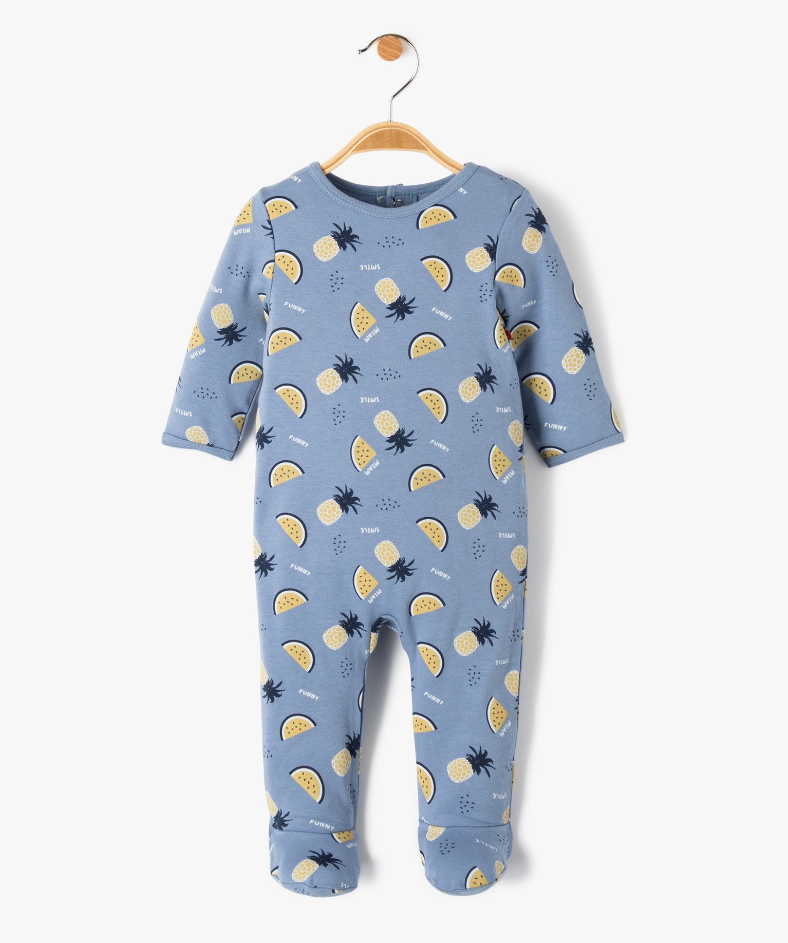Pyjama bébé à motifs fruits exotiques fermeture pont dos bleu | GEMO
