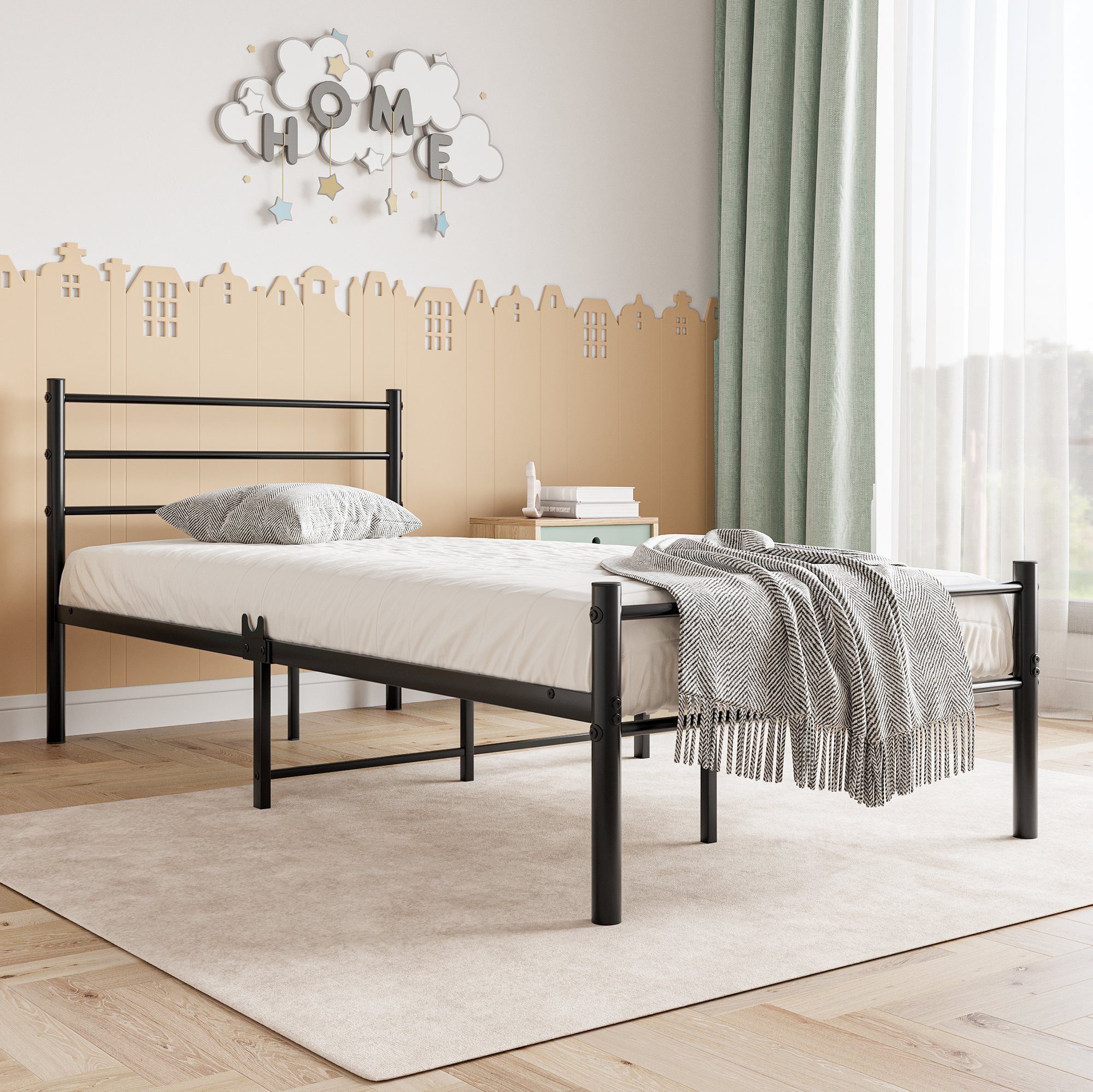 Gotagee Metallbett Einzelbett Metallbett Metall Bett Jugendbett Bettgestelle 90x190 cm