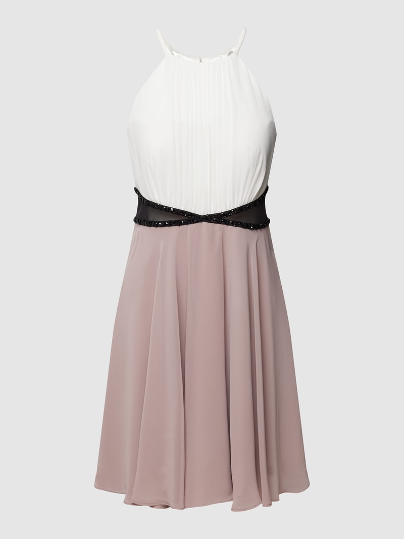 Cocktailkleid mit amerikanischem Ausschnitt in mauve
