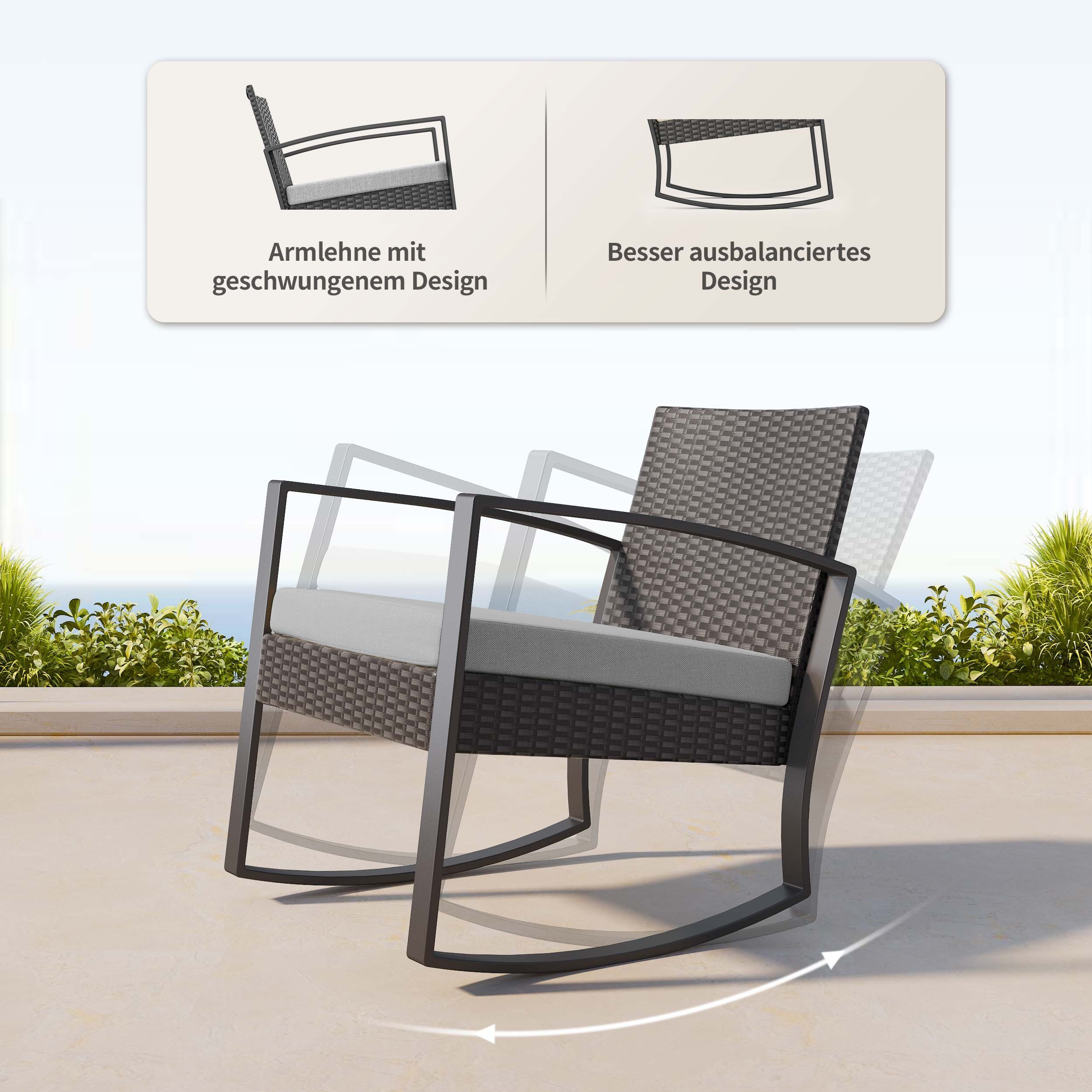 Bealife Balkonset, Balkonmöbel Set 2 Personen, Rattan Gartenmöbel 3 Teilig
