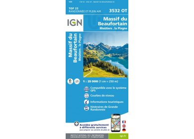 Carte IGN Massif du Beaufortain 3532OT