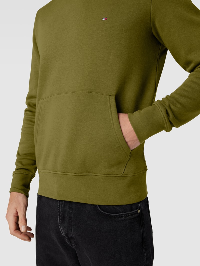 Hoodie mit Logo-Stitching Modell 'FLAG' in olivgrün