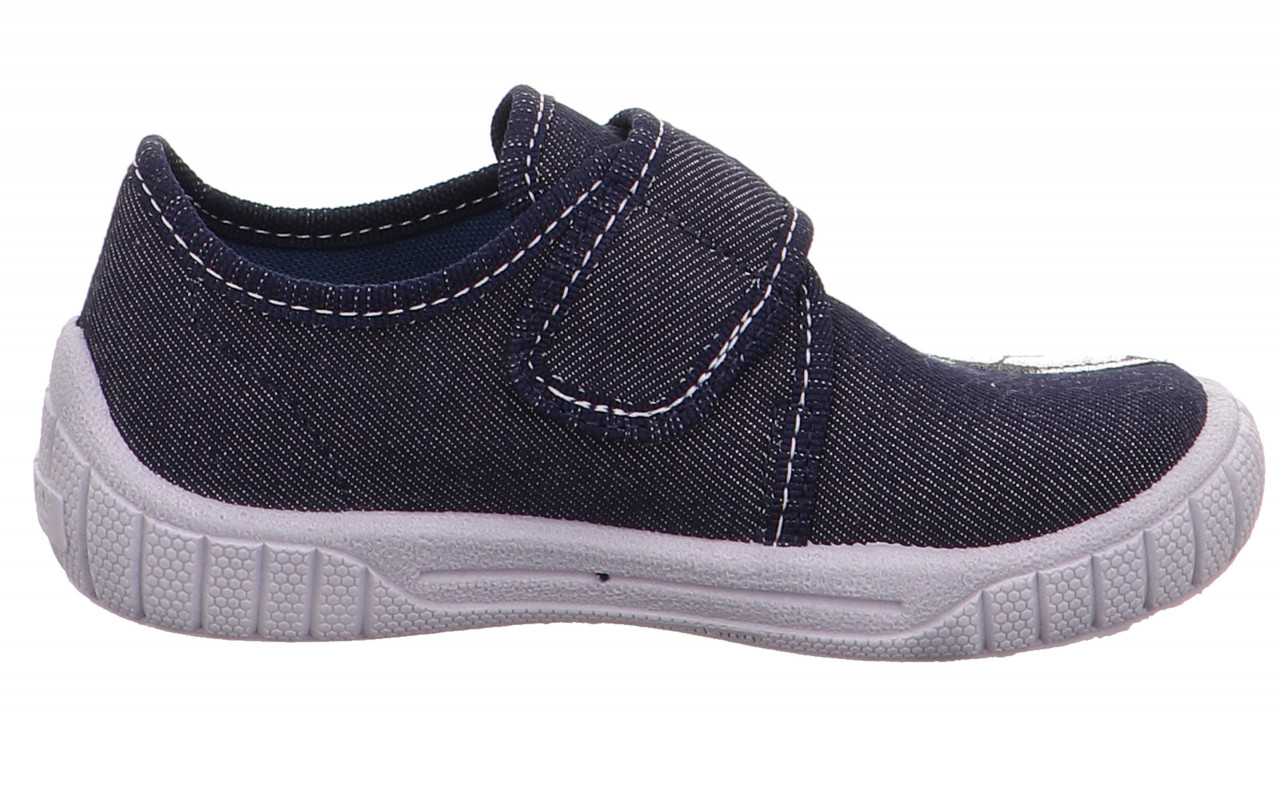 BILL - Blau/Weiss Hausschuh mit Klettverschluss
