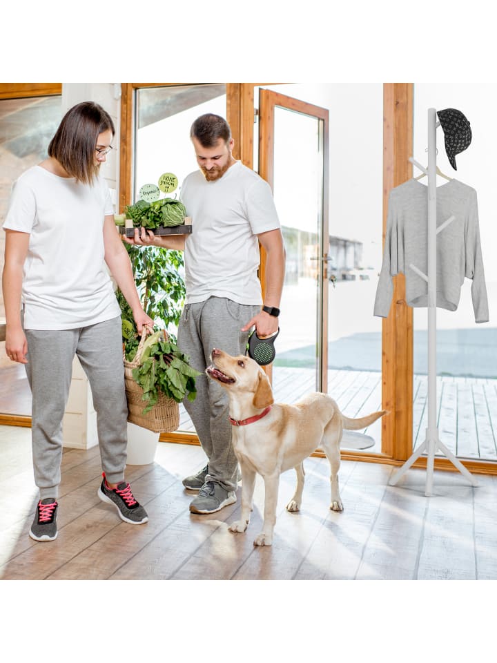 relaxdays Garderobenständer in Weiß - (B)43,5 x (H)173 x (T)37 cm günstig kaufen onesize