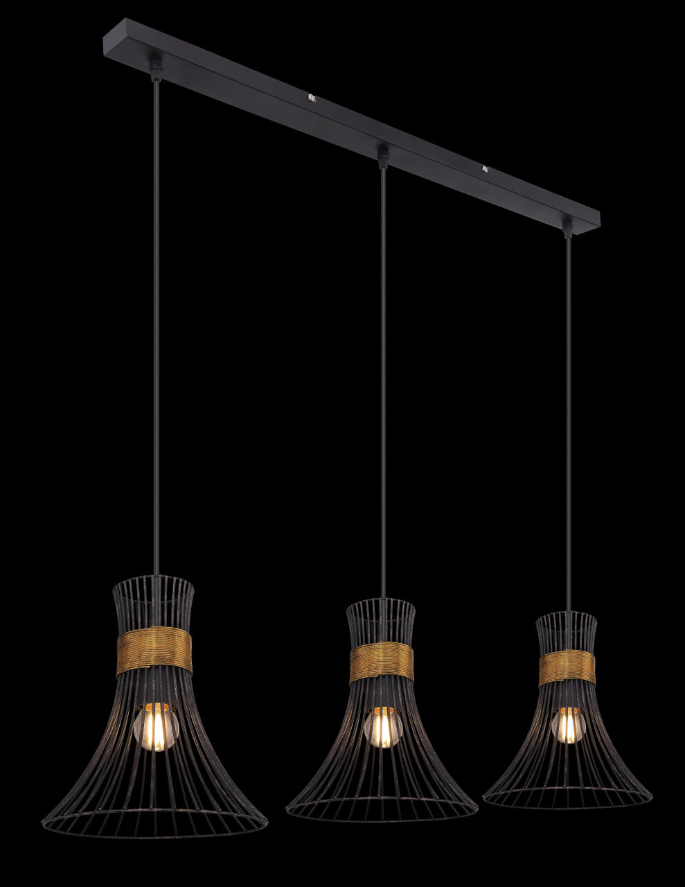 Globo Lighting - PURRA - Hängeleuchte Metall schwarz, 3x E27