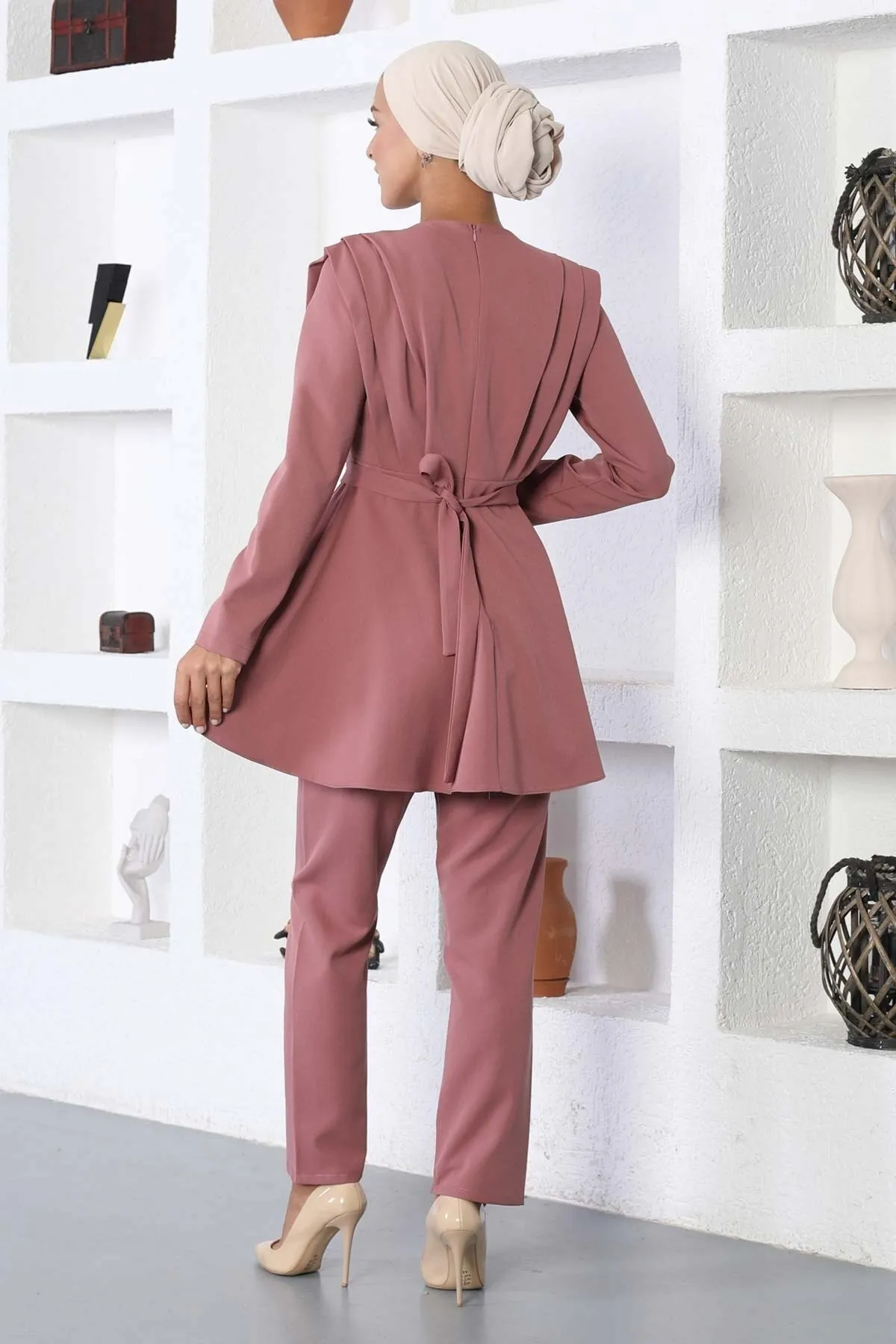 Modamihram  Doppelanzug mit Gürtel, Dusty Rose 18000