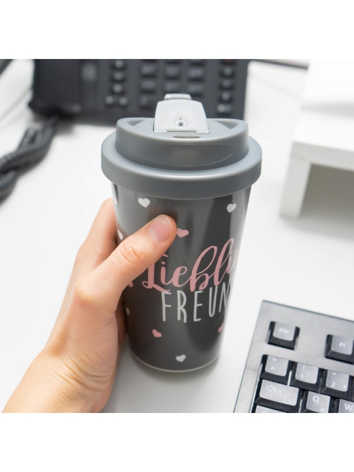 Geda Labels Coffee to go Becher Lieblingsfreundin in Grau - 400 ml günstig kaufen onesize