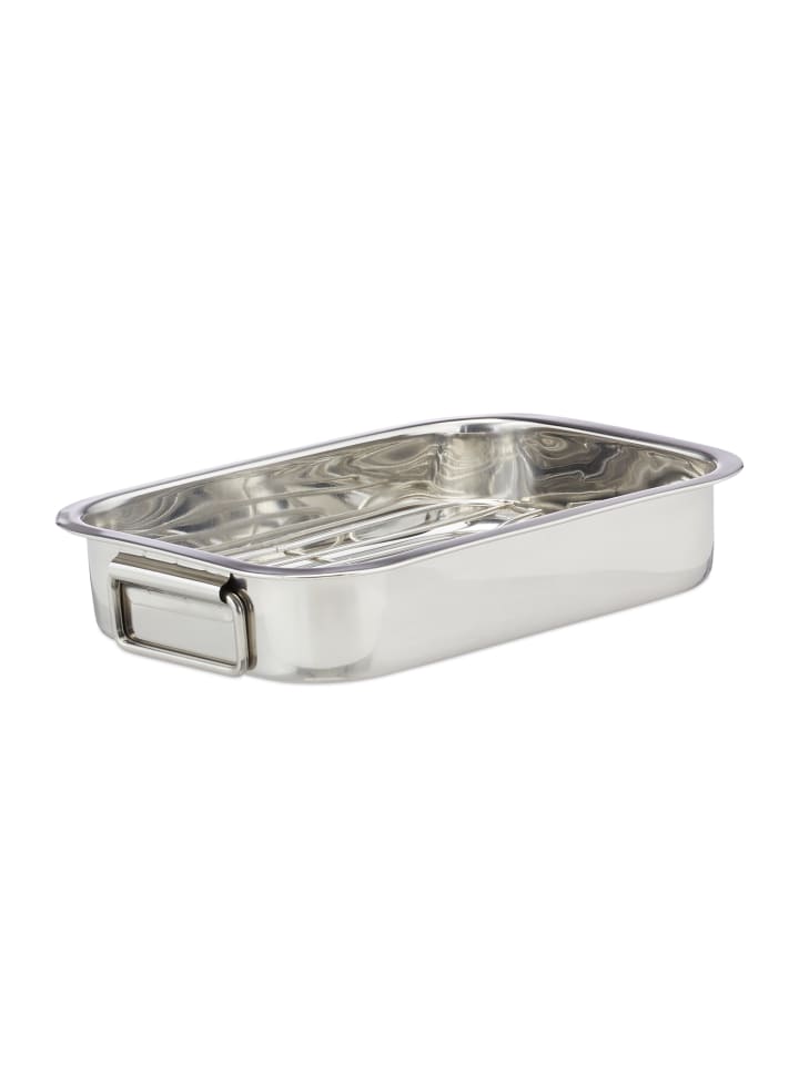 relaxdays Bräter in Silber - (B)28 x (H)5,5 x (T)20 cm günstig kaufen onesize