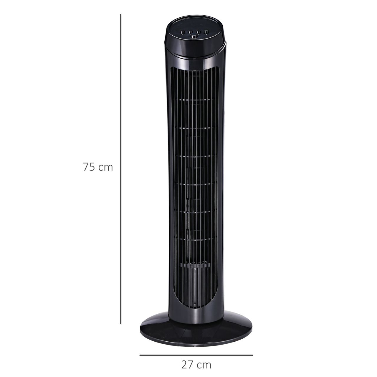 HOMCOM Standventilator 45 W Turmventilator, 3 Belüftungsstufen, ABS, Schwarz