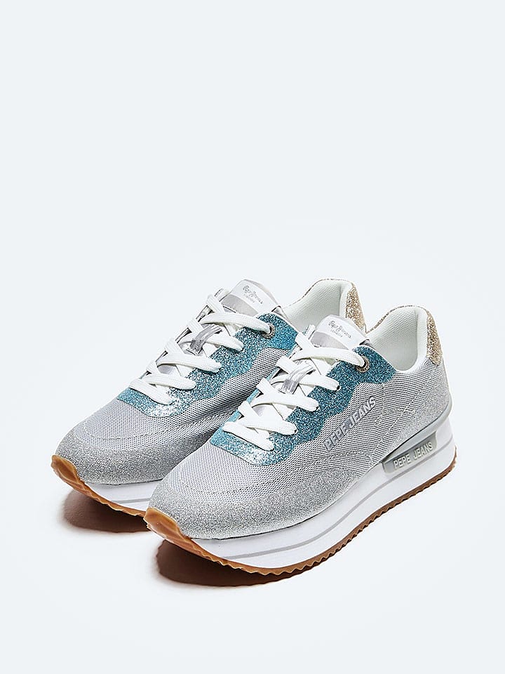 Pepe Jeans FOOTWEAR Sneakers in Silber-Grau & Türkis gr 39 günstig kaufen 39