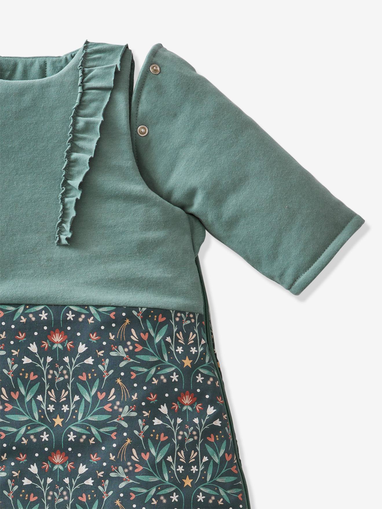 Vertbaudet Baby Winterschlafsack MAGIC FOREST, abnehmbare Ärmel Oeko-Tex - grün bedruckt