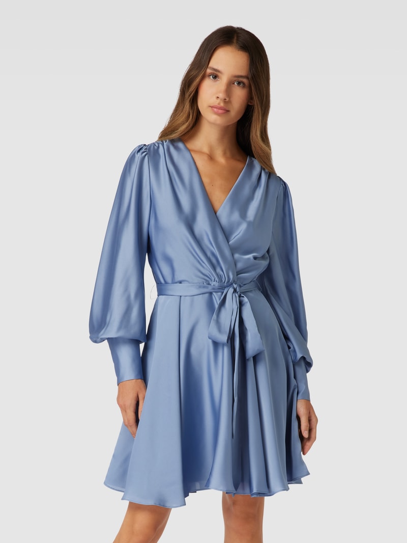 Cocktailkleid in Wickel-Optik in hellblau meliert