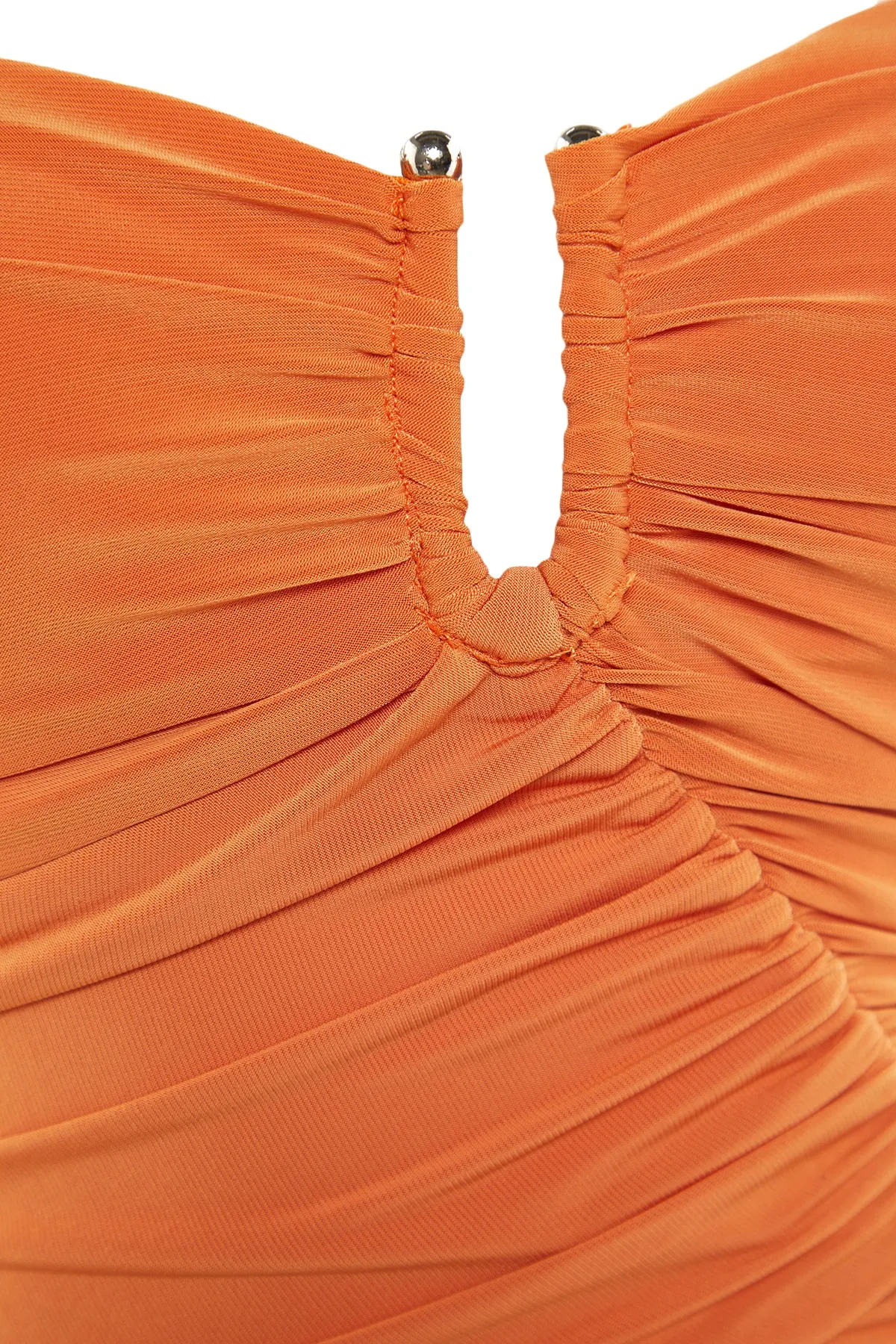 Trendyol Collection  Orangefarbenes, tailliertes gestricktes Abendkleid TPRSS23EL00015