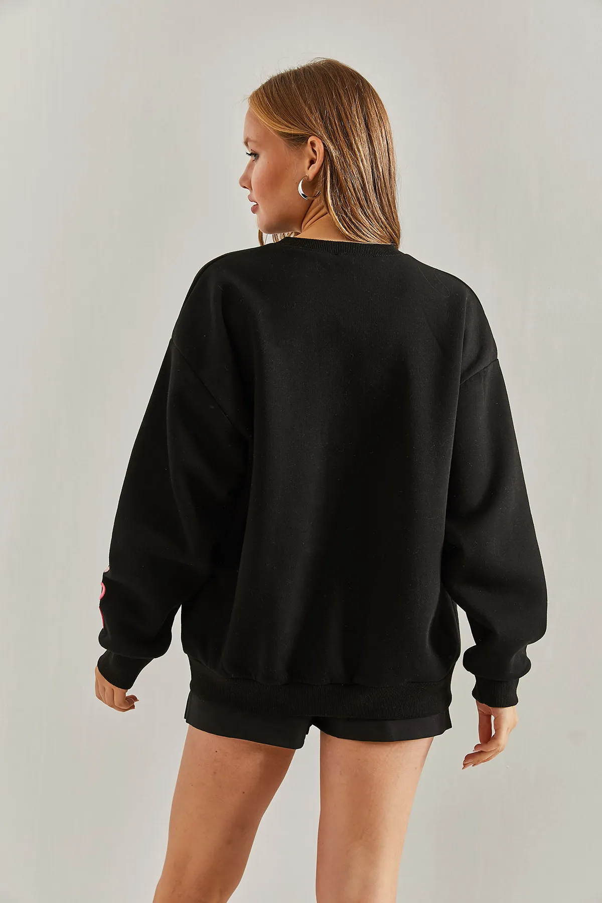 Bianco Lucci  Damen-Sweatshirt mit dreifädigem Raised Heart-Print