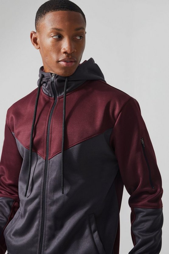 Active Colorblock Trainingsanzug mit Kapuze und Trichterkragen