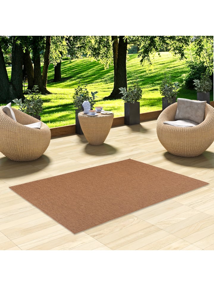 Pergamon In & Outdoor Teppich Flachgewebe Valencia Mix in Braun günstig kaufen