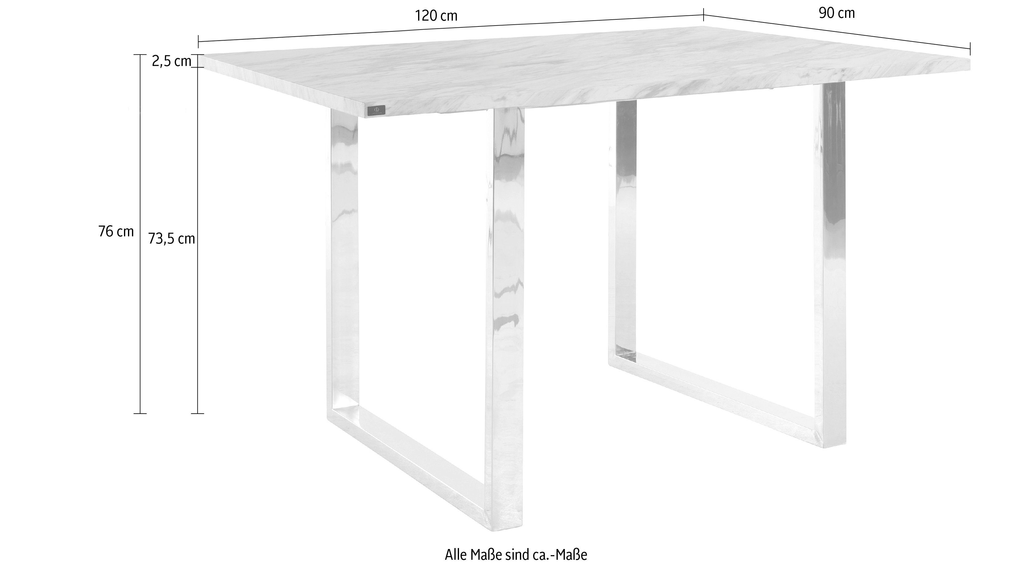 Leonique Esstisch Cevennen (1-St), Tischplatte MDF in Marmor Optik, Gestell aus Metall, 120 oder 160 cm