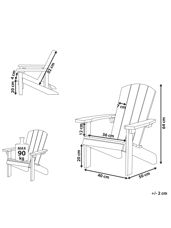 Beliani Kindersessel ADIRONDACK in Rosa - (W) 40 x (H) 64 x (L) 50 cm günstig kaufen onesize