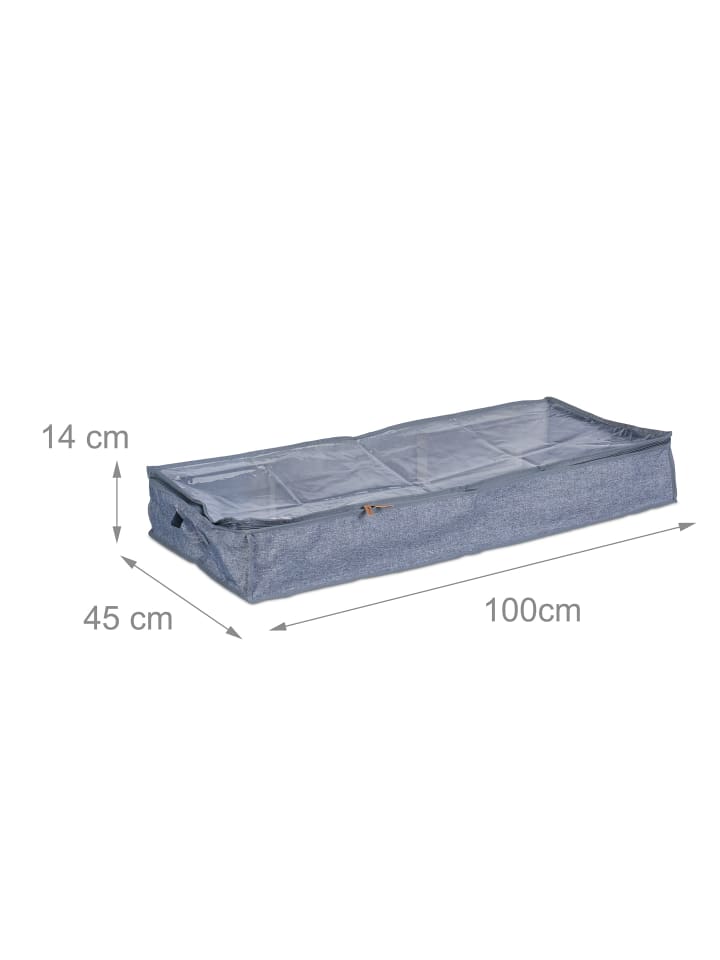 relaxdays 3 x Unterbettkommode in Grau/ Transparent - (B)100 x (H)14 x (T)45 cm günstig kaufen onesize