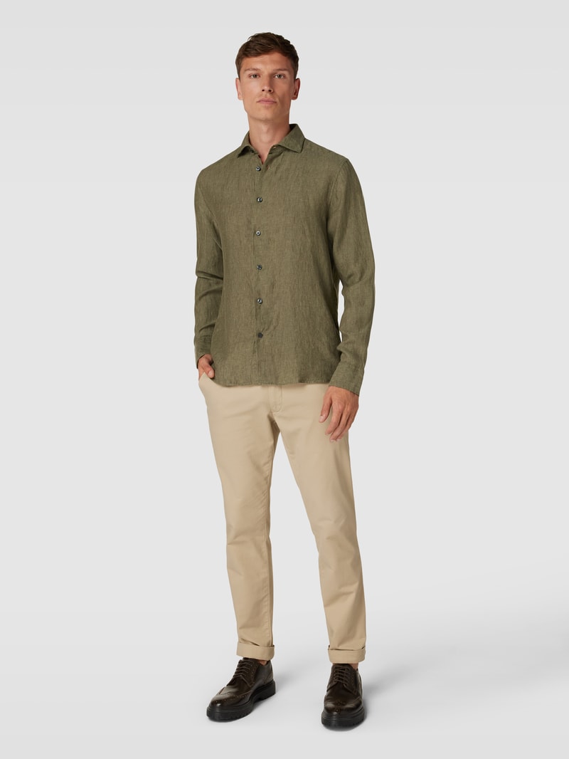 Regular Fit Freizeithemd mit Kentkragen Modell 'marc' in khaki