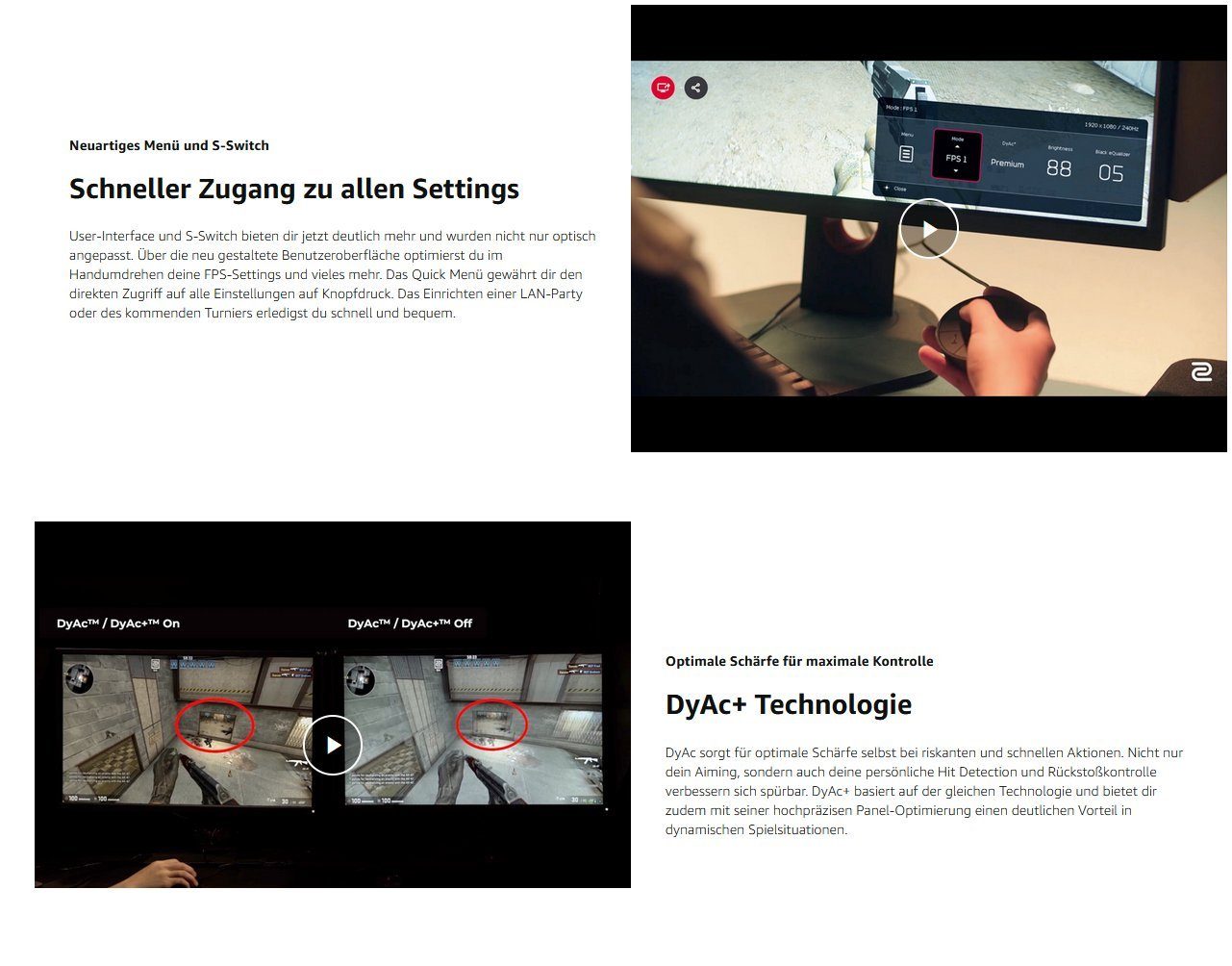 BenQ ZOWIE Gaming Monitor 24,5 Zoll, 240 Hz, 0.5ms, DyAc+, XL Setting Gaming-Monitor (62,20 cm/24,5 
