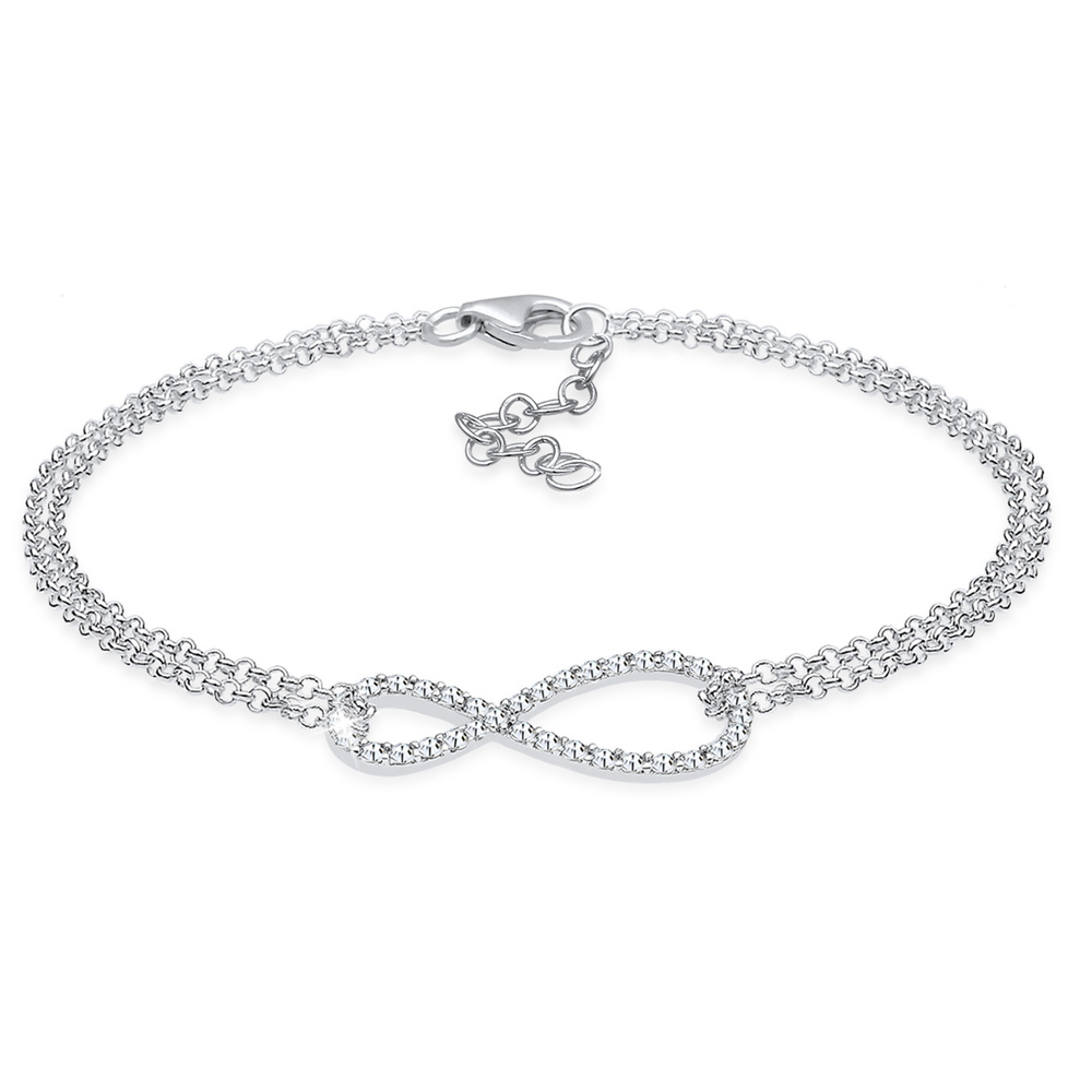 Elli Elli Bracelet Femme Motif Infinity Basic avec Cristaux en Argent Sterling 925 Bracelet