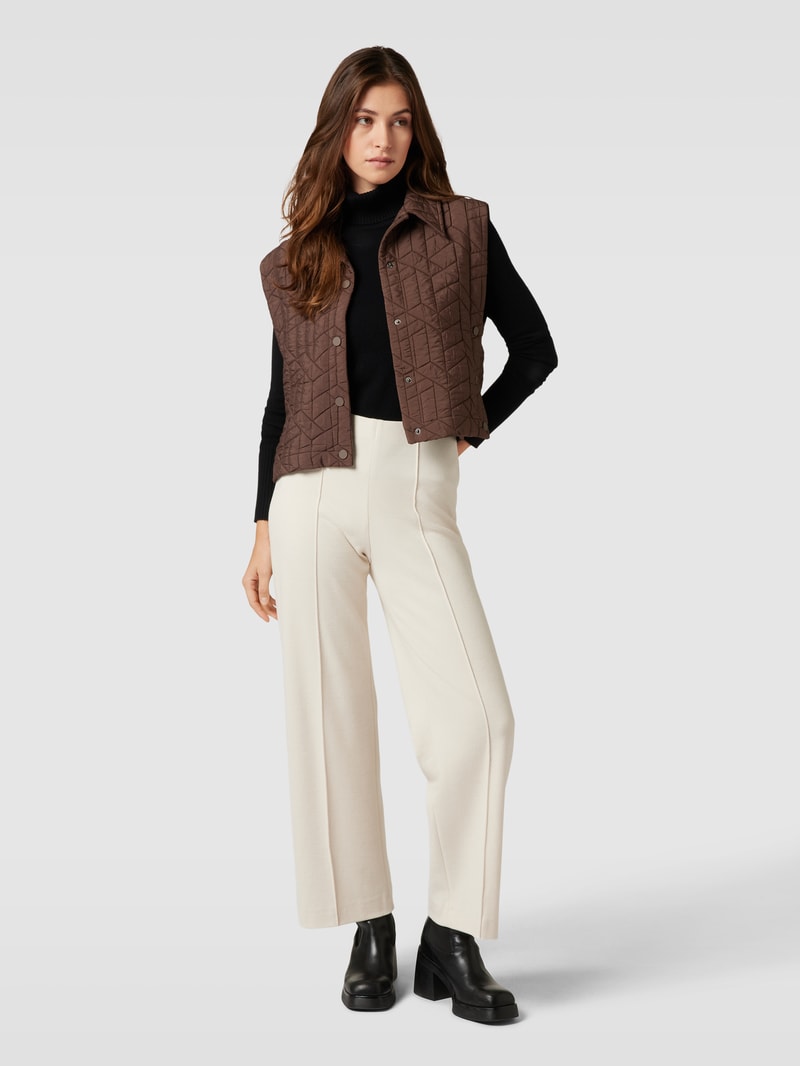 Cropped Steppweste mit Umlegekragen Modell 'Walito' in mittelbraun