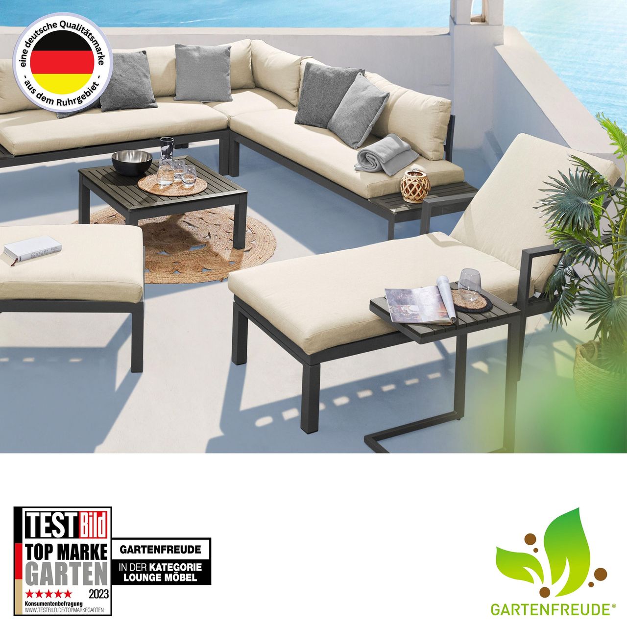 Weles Gartenfreude Aluminium Sonnenliege Ambience Light Grey/Dark Grey