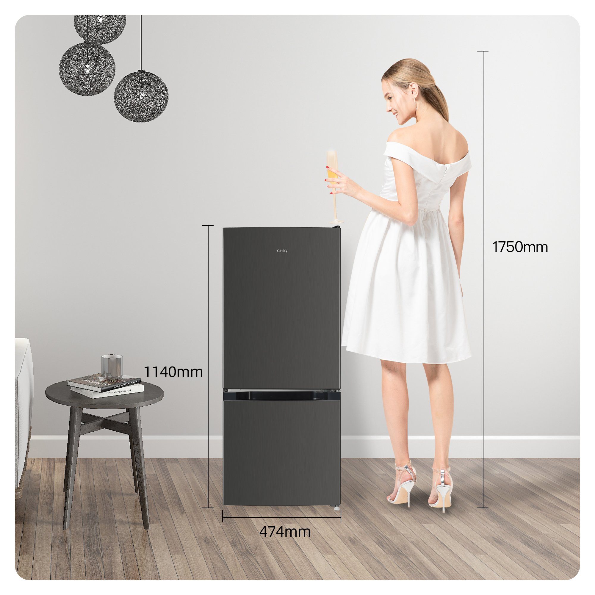 CHiQ Kühl-/Gefrierkombination CBM117L42, 114 cm hoch, 47 cm breit, 117L Kühlschrank,12 Jahre Garantie auf den Kompressor,Low-frost