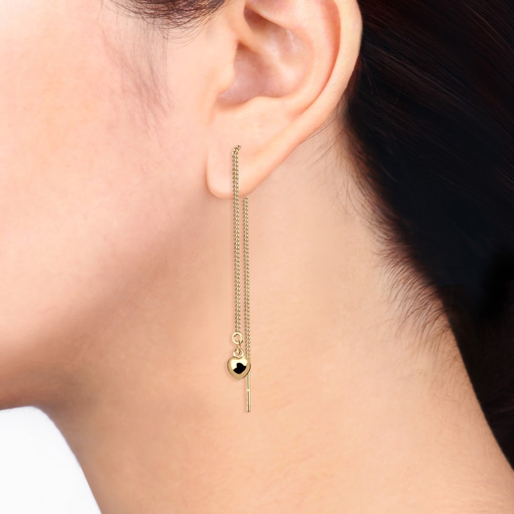 Elli Elli Boucles d'Oreilles Herz Kette Hänger 925 Silber vergoldet Boucles d'oreilles