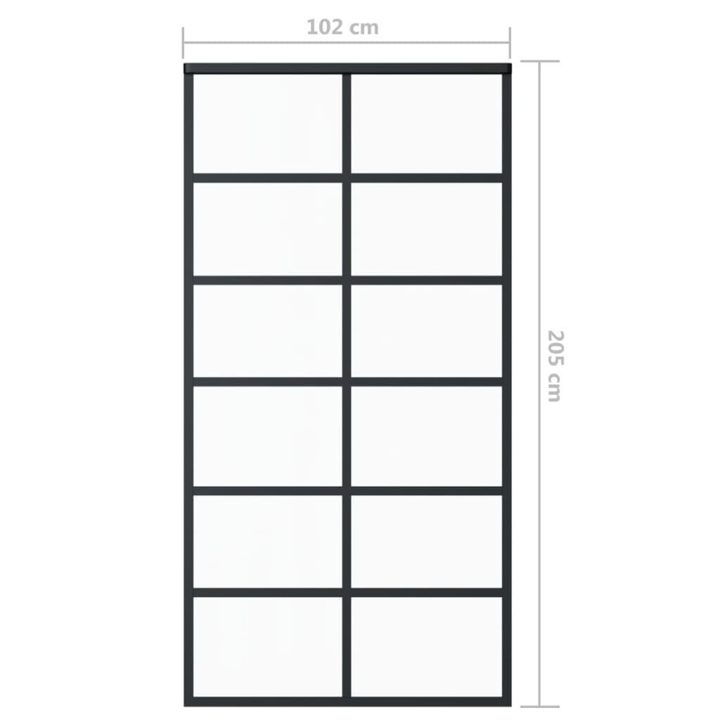 vidaXL Zimmertür Schiebetür ESG-Glas und Aluminium 102x205 cm Schwarz