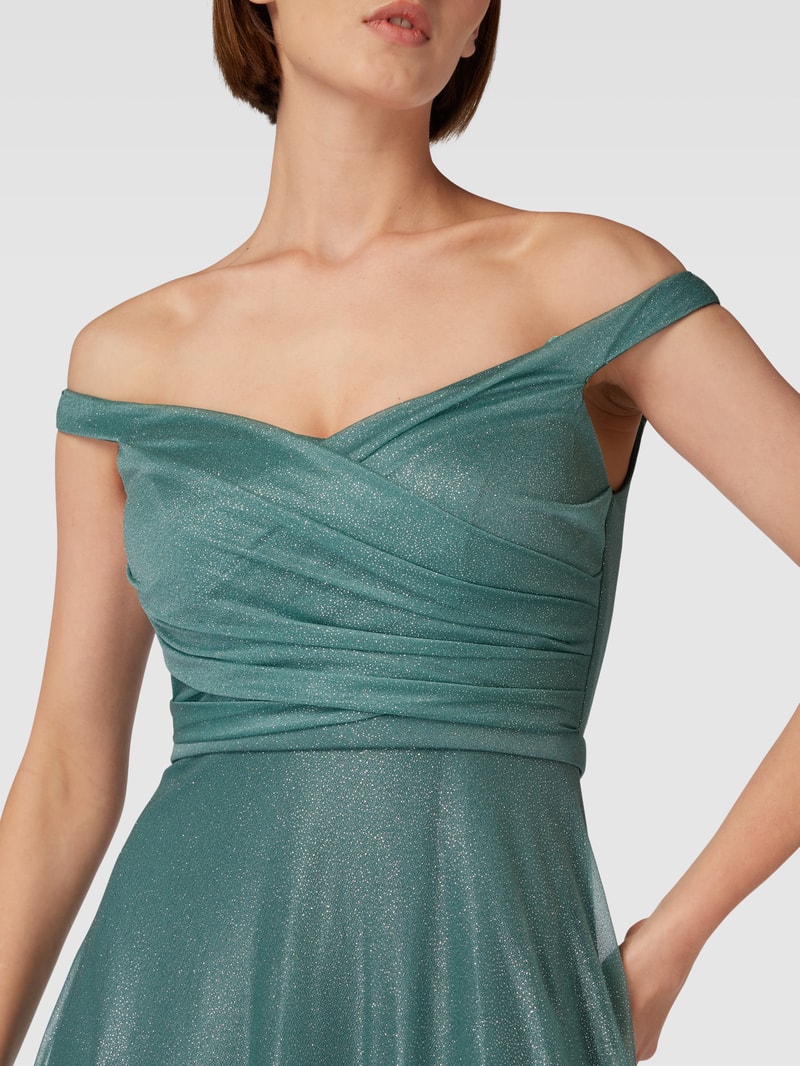 Abendkleid mit V-Ausschnitt in petrol