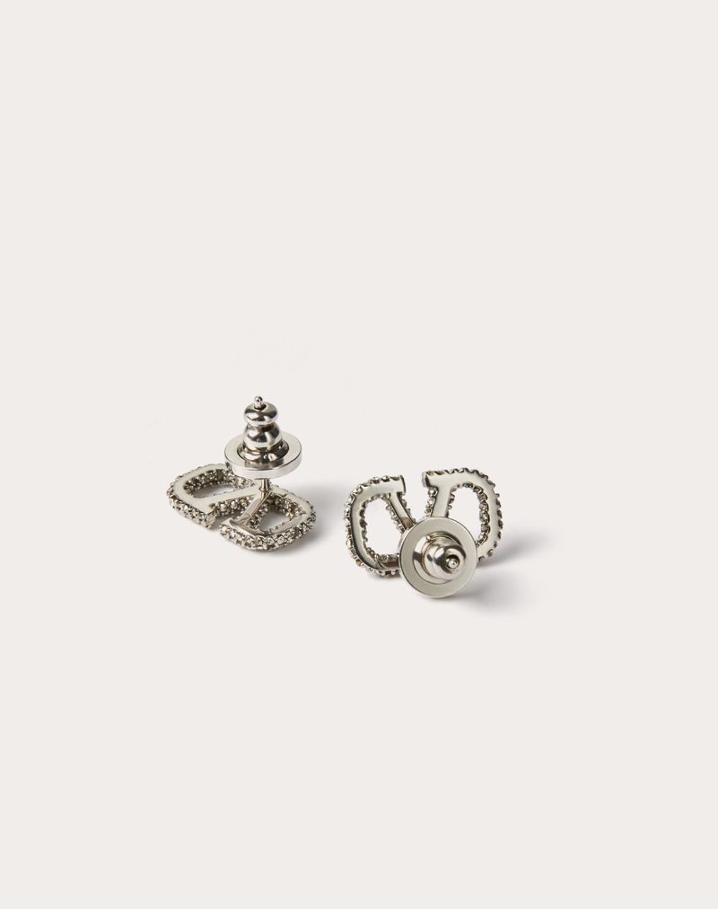 Brincos com a assinatura VLogo em metal e cristais Swarovski®