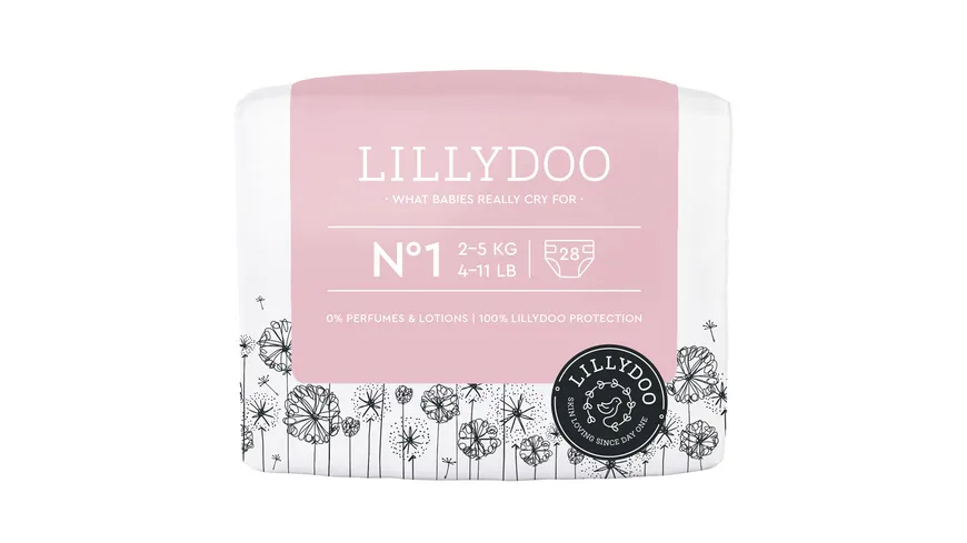 LILLYDOO hautfreundliche Windeln Gr. 1 (2-5 kg), 28 Stück