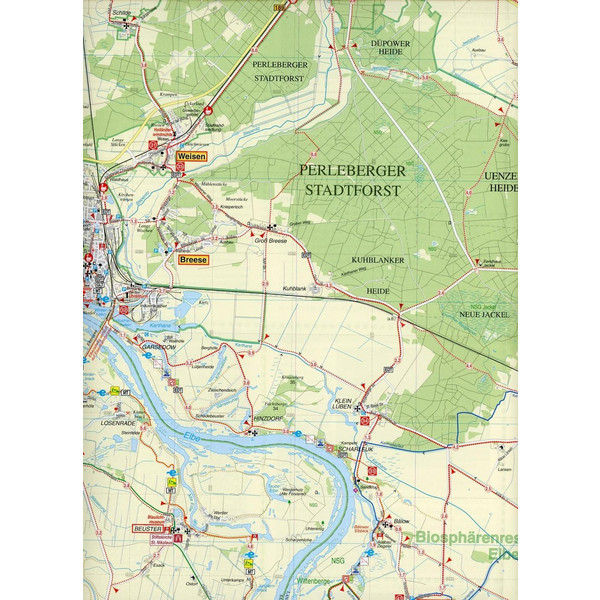 Radwander- und Wanderkarte Wittenberge, Bad Wilsnack, Hansestadt Havelberg und Umgebung 1:50000 - Wanderkarte