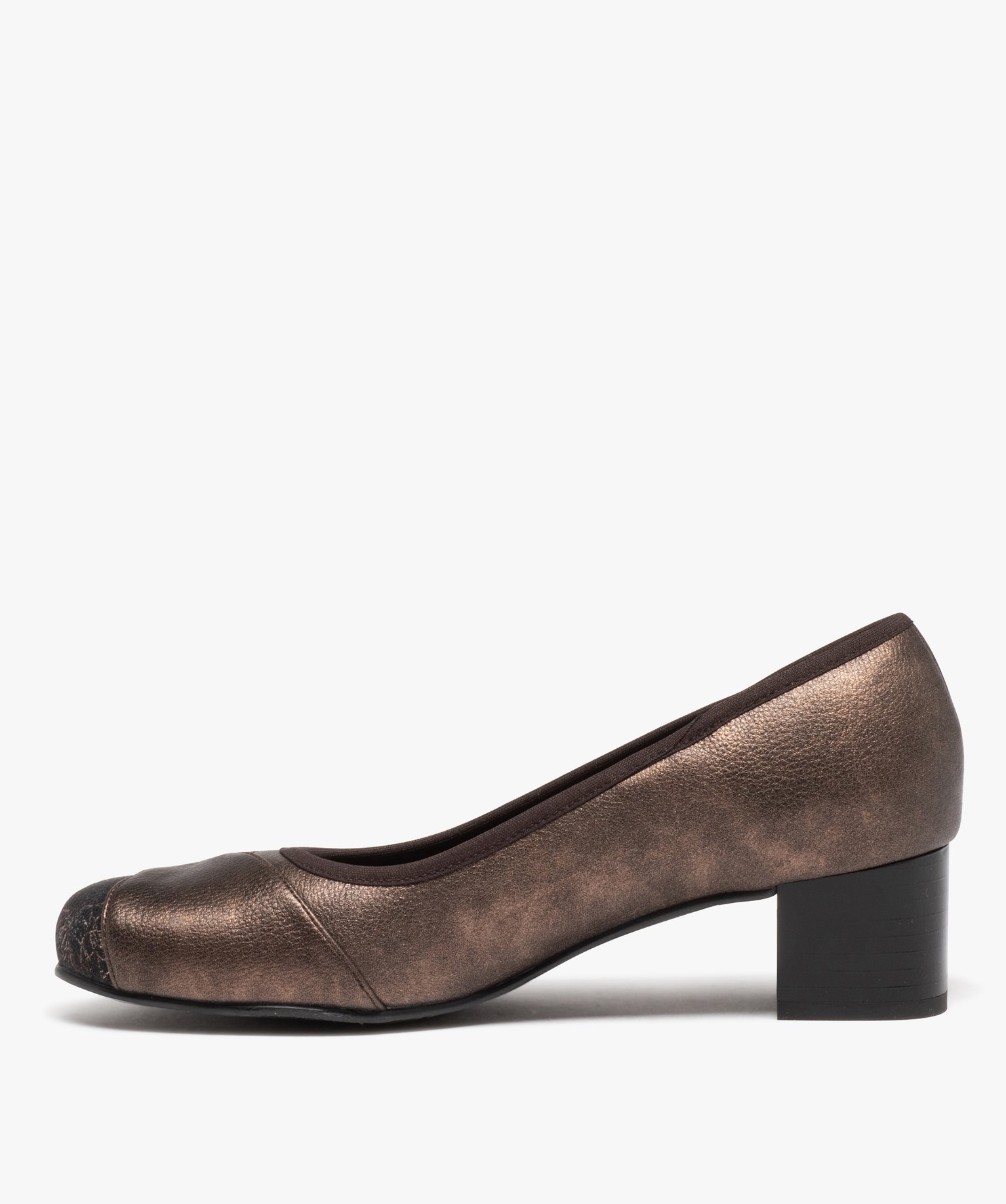Escarpin confort avec dessus métallisé femme bronze | GEMO