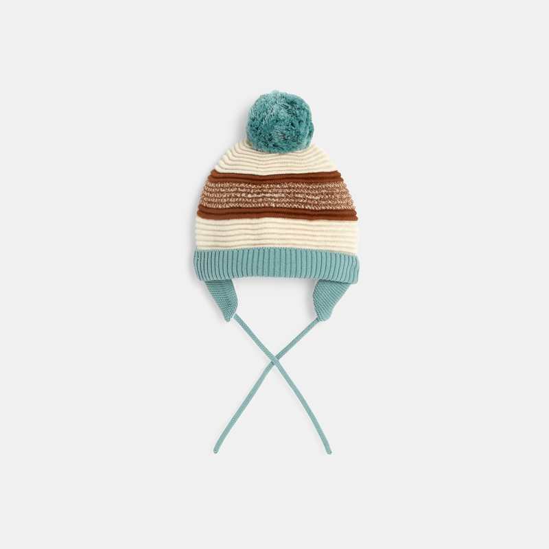 Bonnet péruvien tricot fantaisie vert bébé garçon
