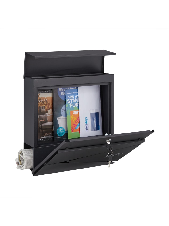 relaxdays Briefkasten in Schwarz günstig kaufen onesize