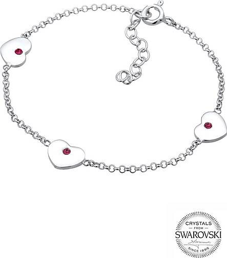 Elli Armband Kinder Herzen Rosa Kristalle Silber