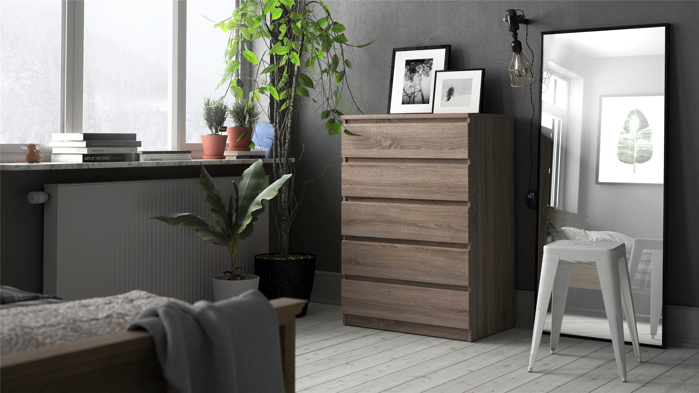 Home affaire Kommode Naia, Elegante und moderne Kommode mit 5 geräumige Schubladen
