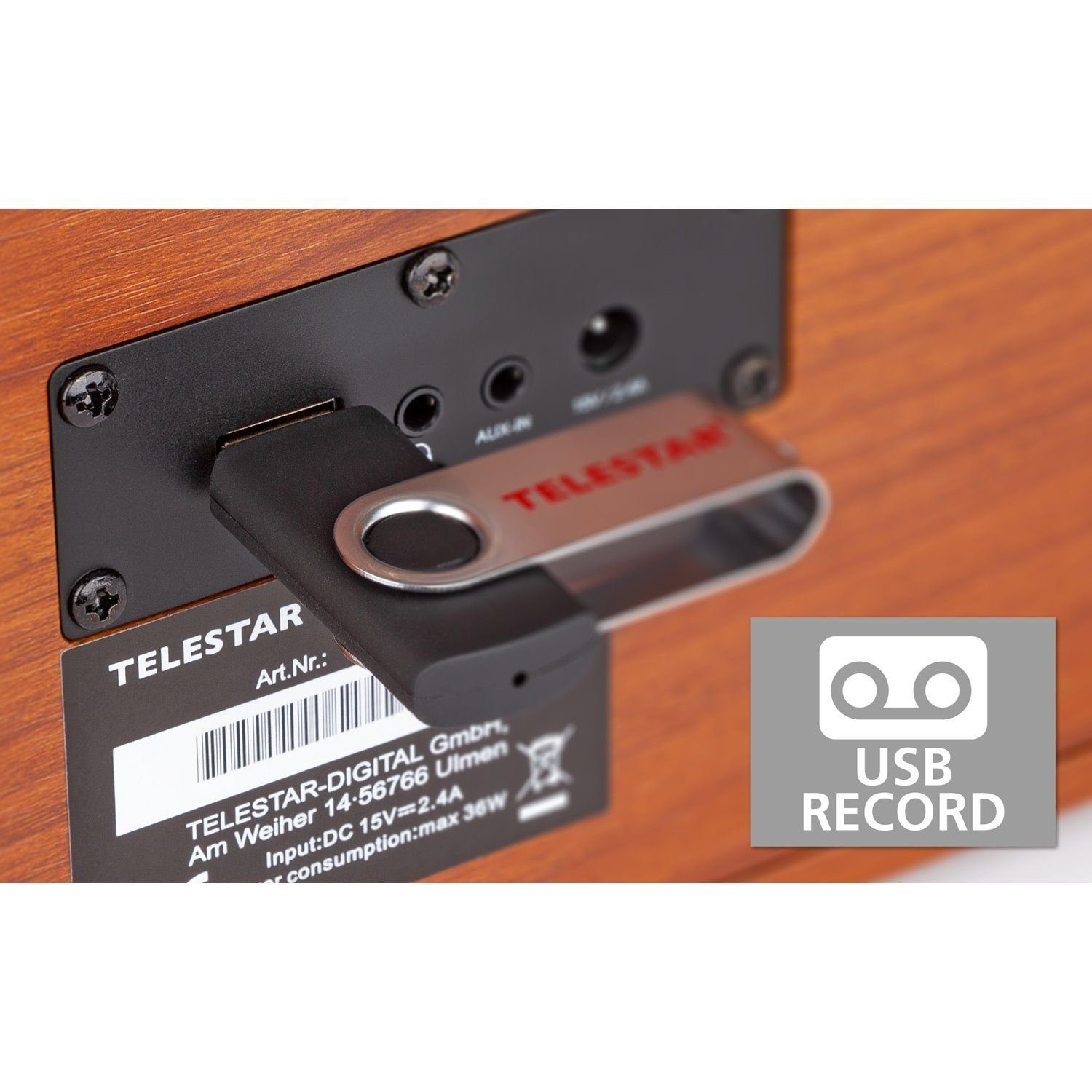 TELESTAR DIRA S 24 CD Stereoradio mit CD-Player (DAB+/FM, USB, Bluetooth) Digitalradio (DAB) (Wecker und Sleeptimer mit unterschiedlichen Modi, USB Ladefunktion für externe Geräte, Aufzeichnung (DAB+/UKW) über Record-Taste oder Timer möglich)
