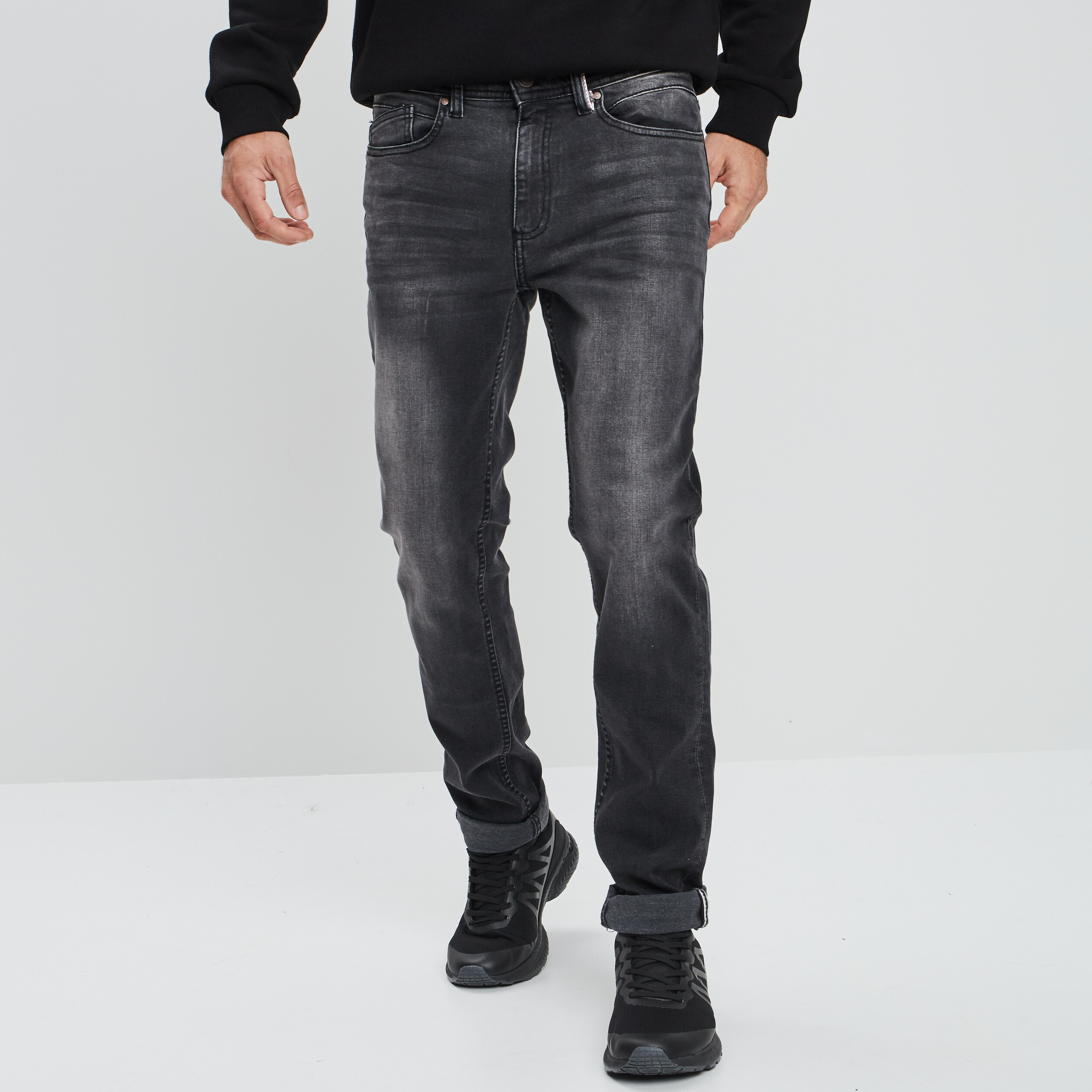 Jeans slim 5 poches denim noir homme | La Halle