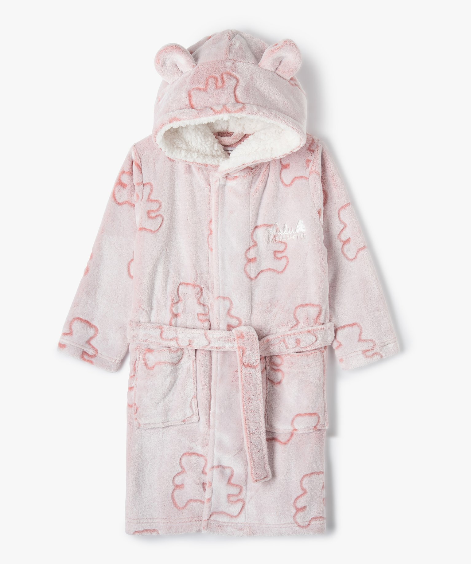 Robe de chambre fille à motifs avec capuche animée - LuluC... rose | GEMO
