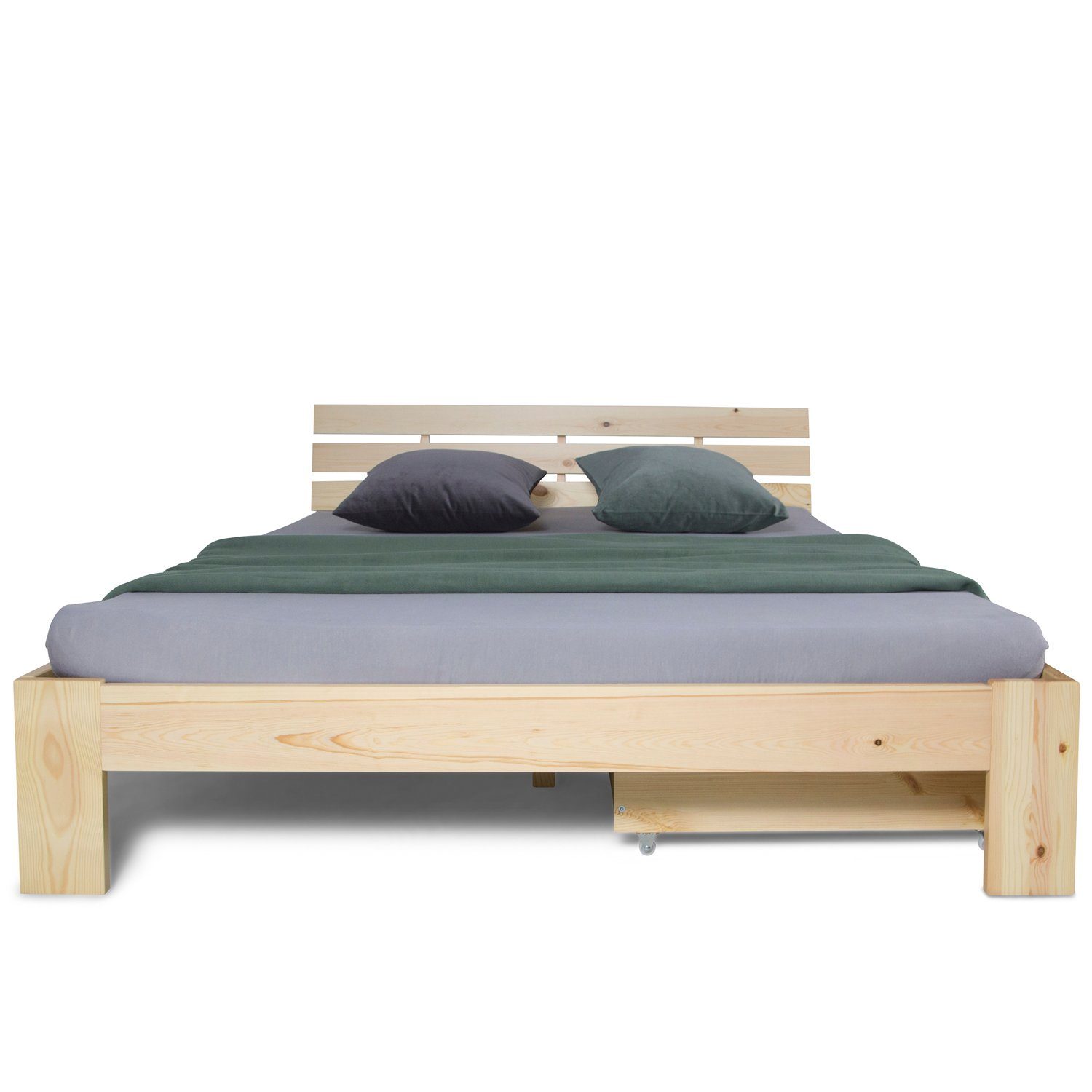 Homestyle4u Bettschubkasten Bettkasten Holz Aufbewahrung mit Rollen Bett