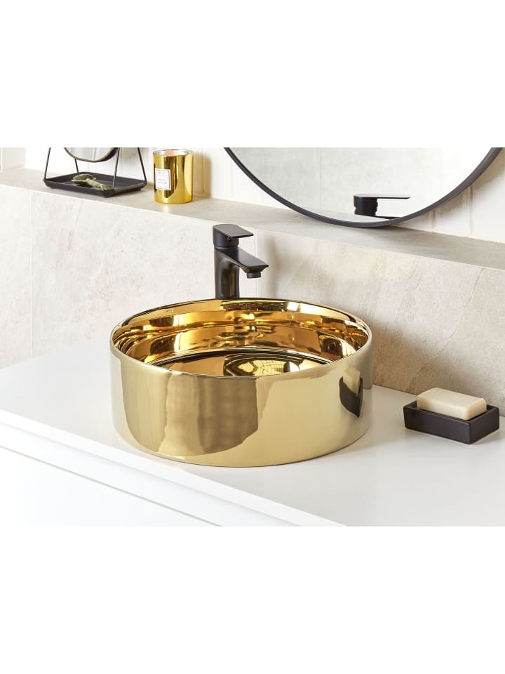 Beliani Waschbecken TEBAR in Gold - (W) 40 x (H) 12 x (L) 40 cm günstig kaufen onesize