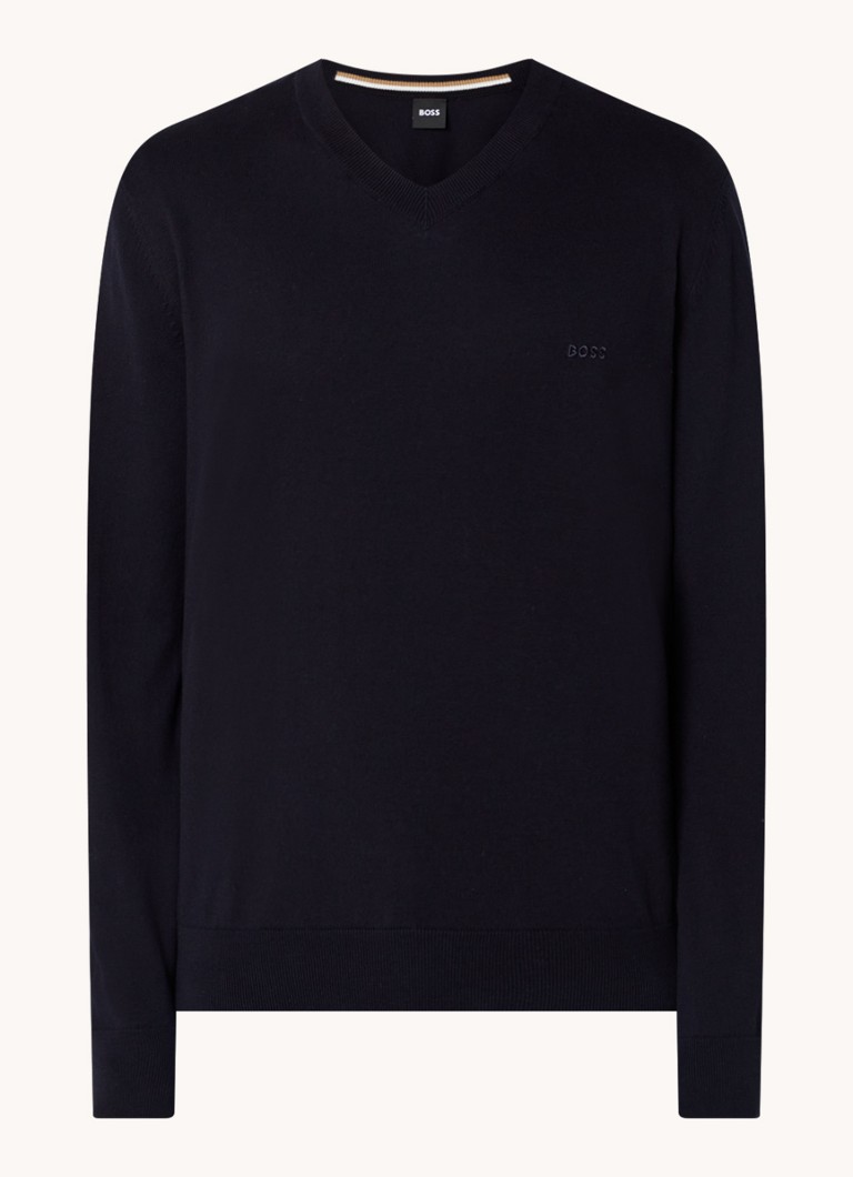 Pulover HUGO BOSS Pacello din tricot fin, cu logo brodat.